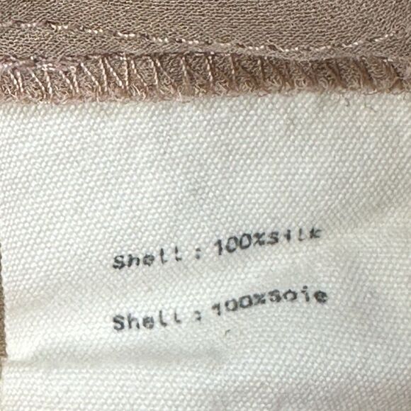 L’AGENCE Neutal Tan Chantarelle Silk Chiffon Longsleeve Faux Wrap Blouse Sz XS - Picture 7 of 10